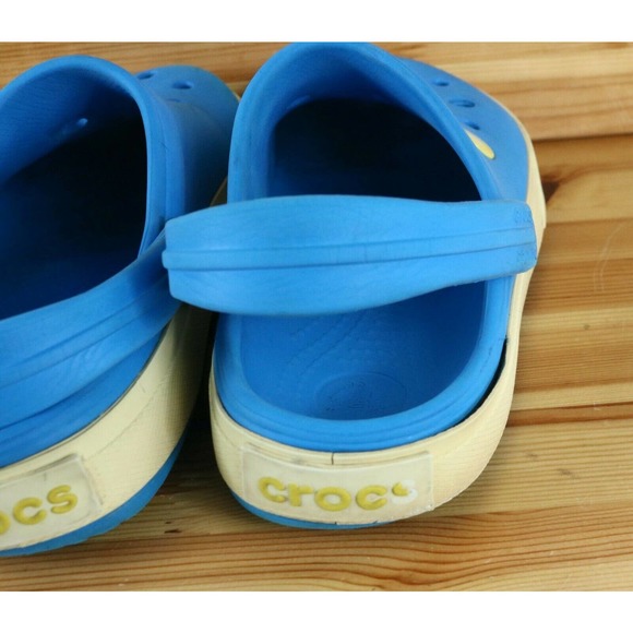 Crocs Crocband Blue Yellow Woman’s Size 7 Clogs Mules - Picture 3 of 6